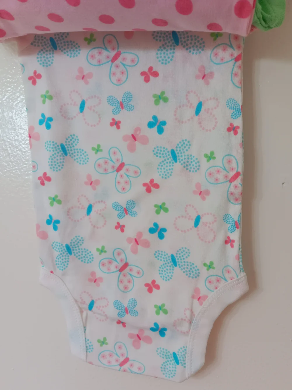 Gerber Green Bodysuit with Butterfly, Pink Polka Dots, Colorful Butterflies